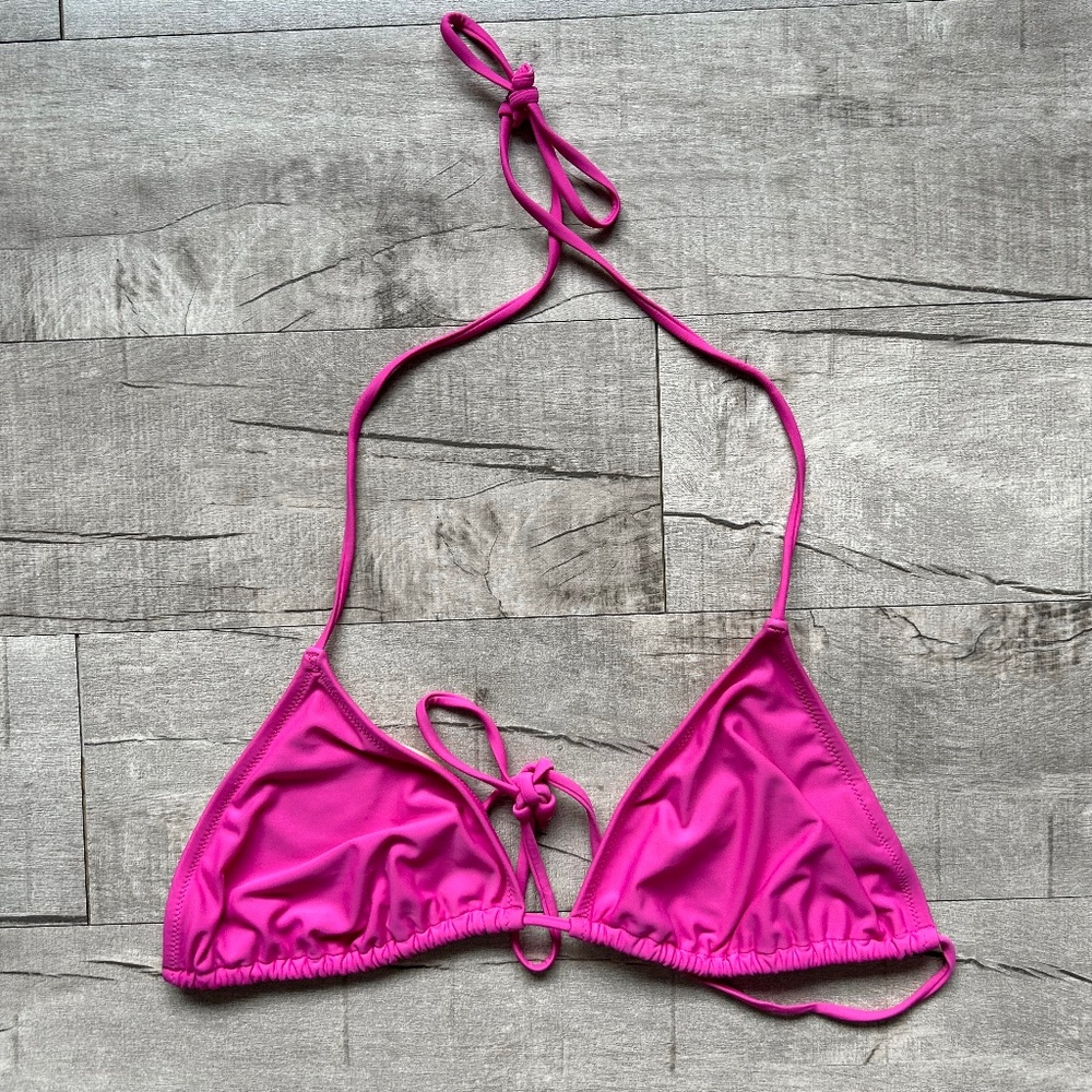 J. Crew Hot Pink Magenta String Bikini XXL Vacation Resortwear Retro Beach Pool